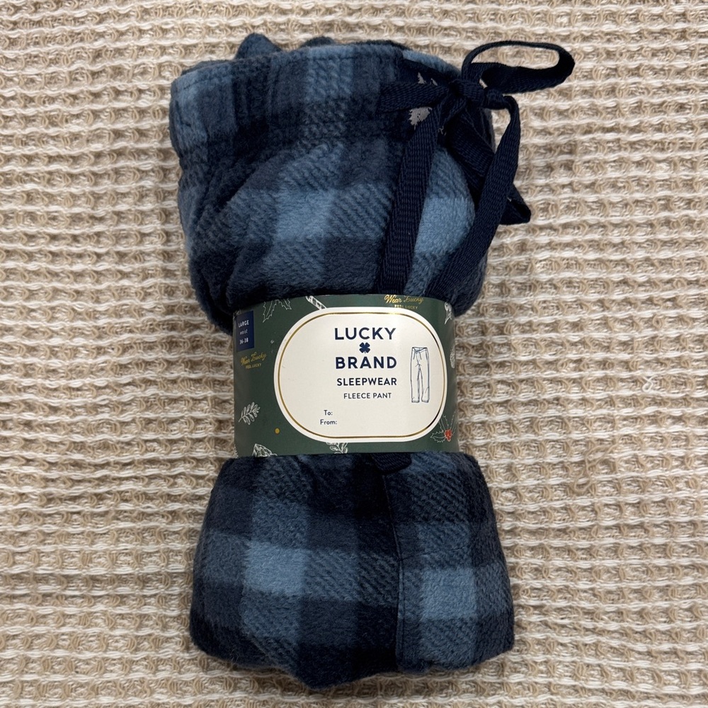 Men’s Lucky Brand Navy Checkered Fleece Pants